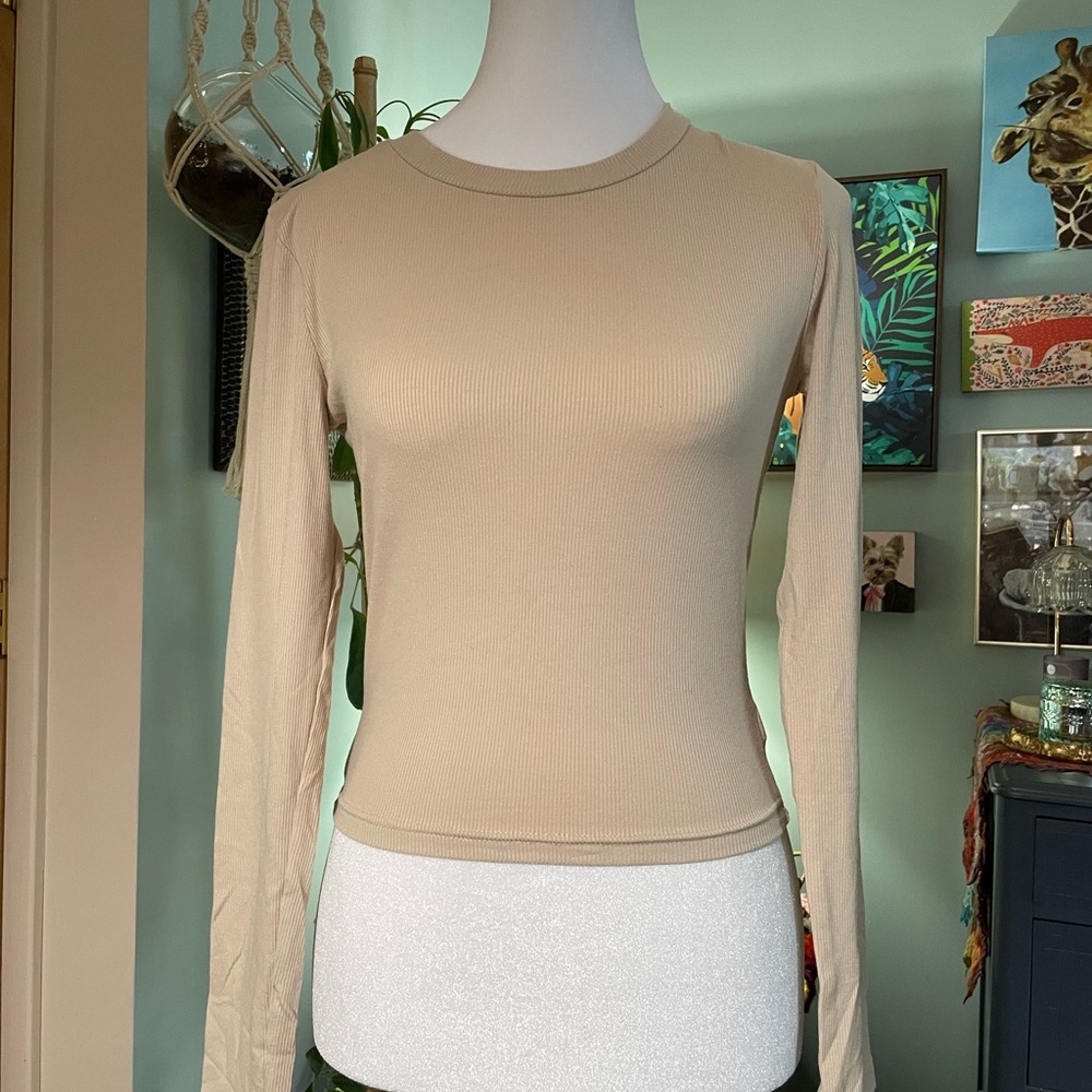 Women's Beige Long Sleeve Top